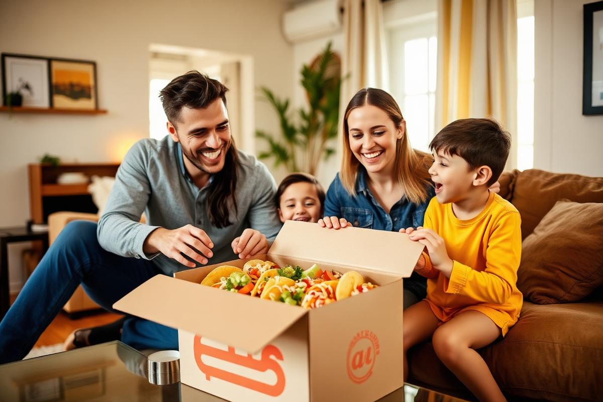 Family enjoying delivery
